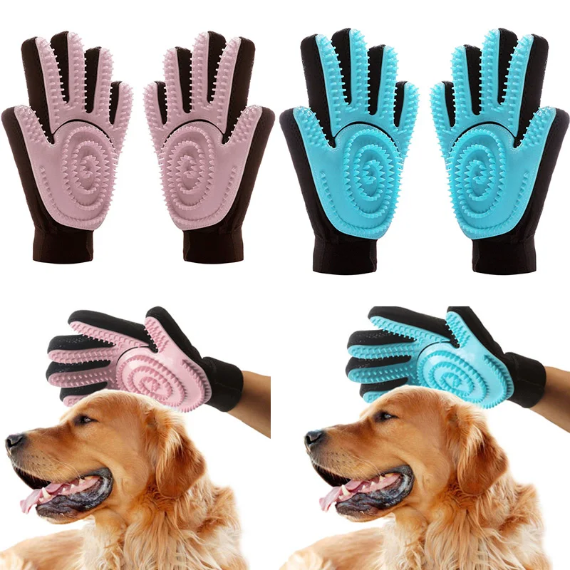 Hot 2Pcs Pet Grooming Glove Silicone Gentle Deshedding Massage Brush Tool for Dogs Cats FQ-ing | Дом и сад
