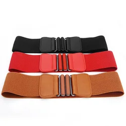 Wide Belt Waist Corset Belt Solid Stretch Elastic Wide Belt Elastic Cummerbunds Dress Adornment For Women Waistband Pin Buckle