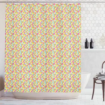 

Doodle Style Oval Figures Shower Curtain, Cleaning Waterproof Polyester Bathroom Curtain,72 x 84 Inches