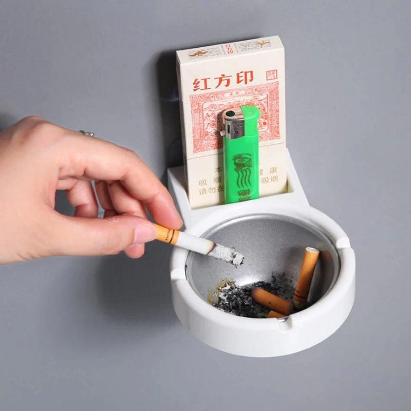 1x Portable Ashtray Wall Stainless Steel Pocket Smoke Holders Storage Cup For Toilet Home Office Cigarette Tools Case For Smoker portable ashtray cigarettes ashtray stainless steel ashtray metal ashtray