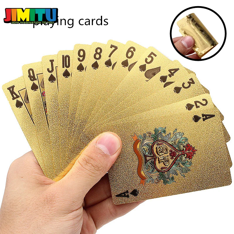Золотой колода игральных карт Золотая фольга покер набор Magicard 24K золото