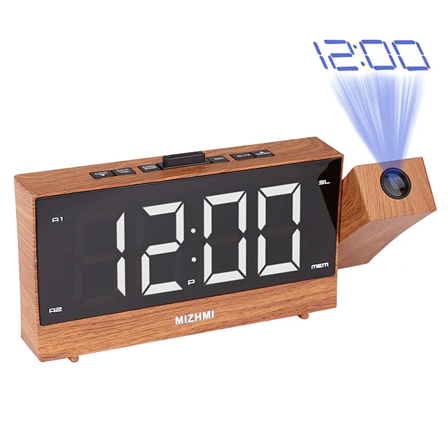 Proiezione Radio sveglia LED orologio da tavolo digitale da tavolo funzione  Snooze proiettore regolabile Radio FM con Timer per il sonno - AliExpress