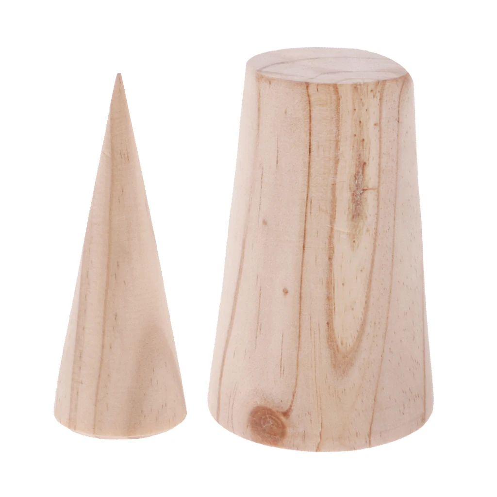 

2pack Wood Jewelry Display Stand Cone Ring Bracelet Watch Rack Holder Organizer Funny Ring Storage stand