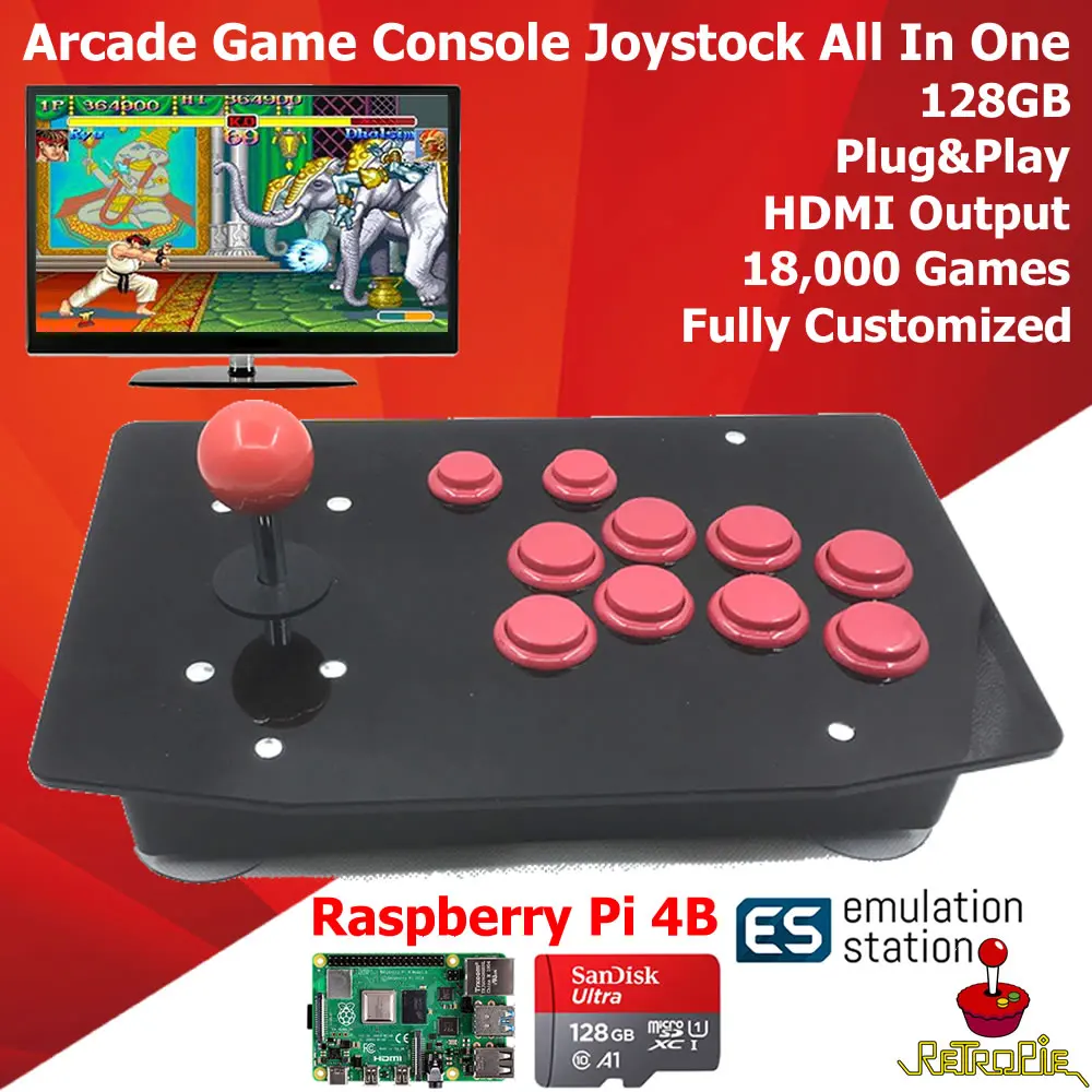 RAC S400 Ретро аркадная игра игровая приставка с джойстиком Fight Стик все в одном Raspberry