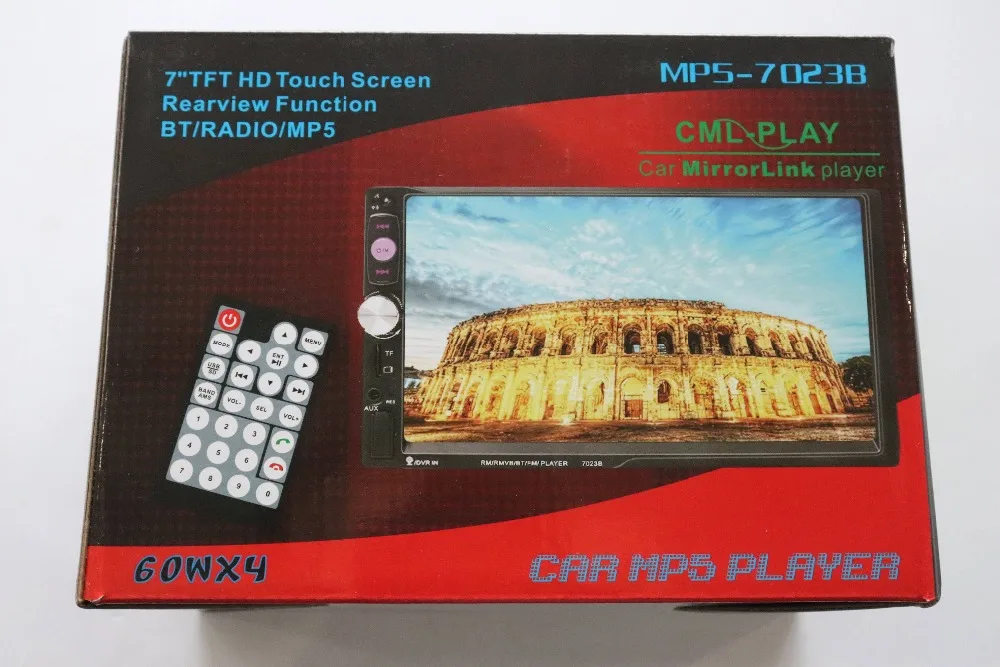 7023B автомобильный двойной Din dvd-плеер 7 дюймов сенсорный экран TFT медиа радио MP5 плеер камера заднего вида вход