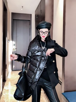 

Irregular Personality Stitching Short Cotton Jacket Woman Fashion Casual Loose Thick Warm Winter Women Woolen Parka 2020 New