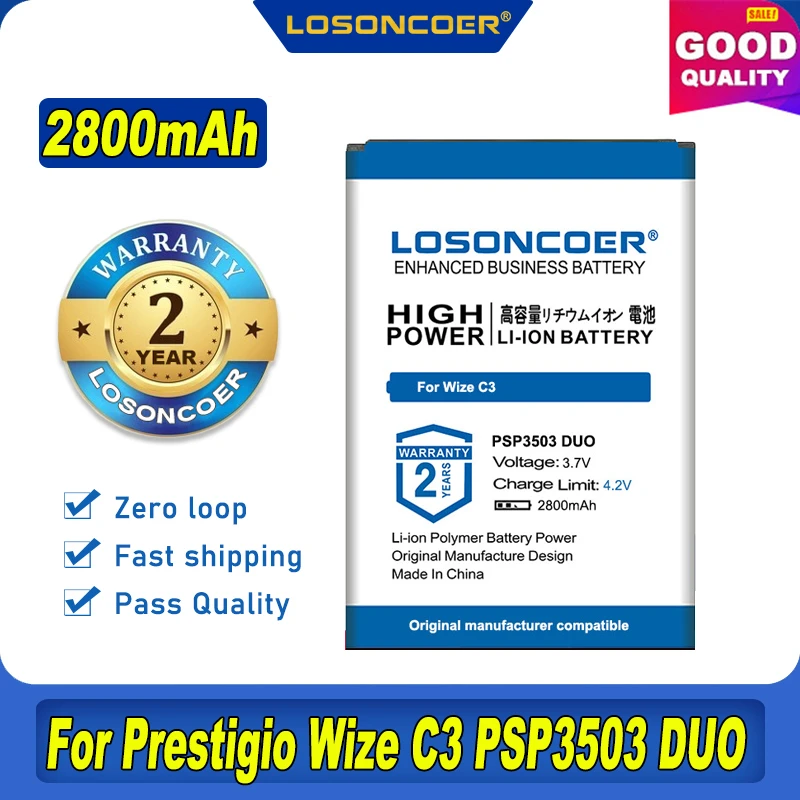 100% Оригинальный LOSONCOER 2800 мАч PSP 3503DUO Аккумулятор для Prestigio Wize C3 3503 DUO | Мобильные