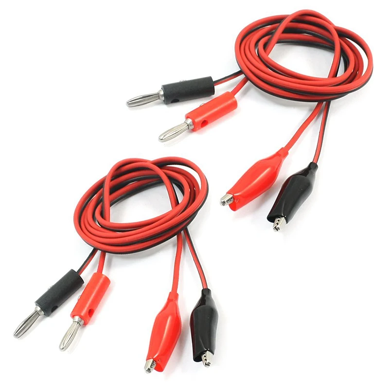 

2 Pcs Alligator Clip to Banana Plug Multimeter Test Lead Black Red 1m