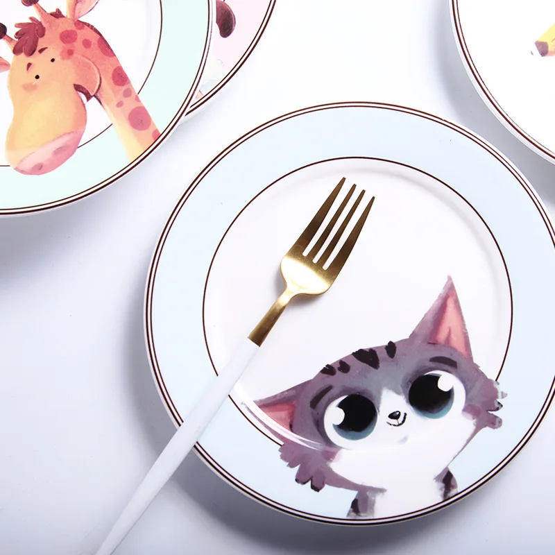 

Cartoon Ceramic Plate Creative Plate Household Dish Plate Fruit Plate CHILDREN'S Tableware Ceramic Bowl Dish & Plate Set