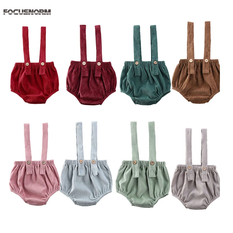 0-24M Newborn Kids Baby Girls Boys Overalls Shorts Solid Button Summer Casual Shorts 8 Colors