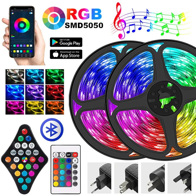 LED Strip Lights RGB IR Remote 5M USB Lamp Tape Diode Wall Decoration Luces 