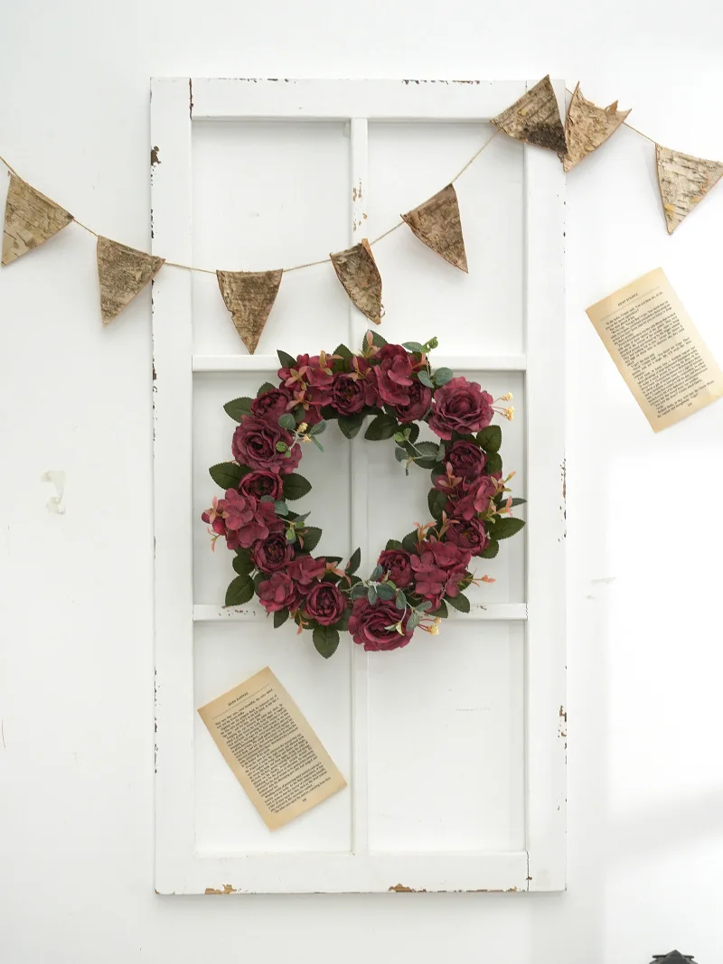 JAROWN Artificial Rose Wreath Garland Wedding Decoration Rattan Garland Christmas Home Decor Weave Wreath New Year Navidad Decorative (16)