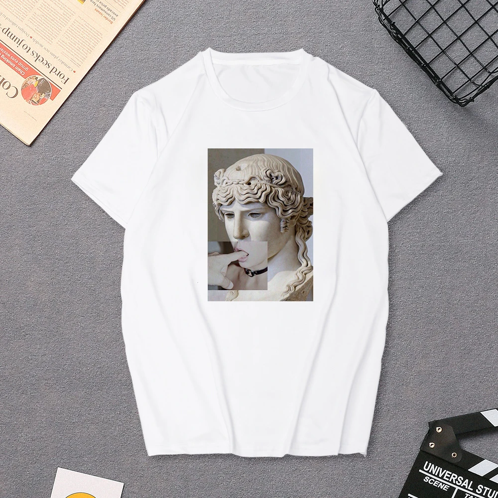 Женская футболка в стиле Харадзюку с принтом статуи Давида микеланжело, летние футболки в стиле рок, поп-звезды, унисекс, топы в стиле хип-хоп
