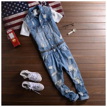 

Summer denim jacket sleeveless sleeveless suit washed blue disassembly jumpsuit