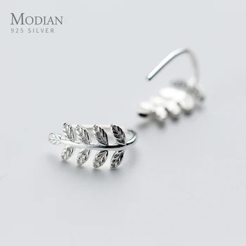 

Modian Simple Lucky Tree Leaf Swing Charm Hoop Earrings Classic 925 Sterling Silver Prevent Allergy Jewelry For Women Bijoux