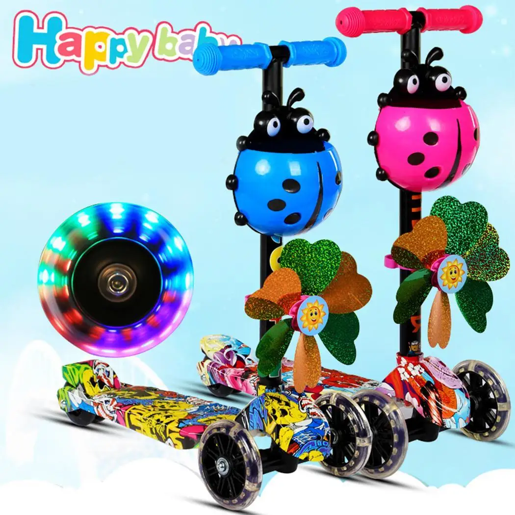 

Kids Adjustable Height Kick Scooter Flashing 2~6 Years old 1, 2 PU 60-70cm/23.6-27.6inch Wheels Wide Deck