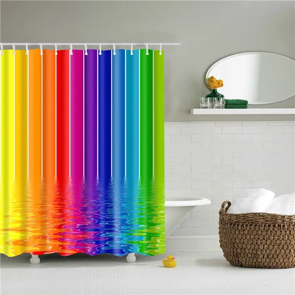Декоративные геометрические занавески для душа в полоску, волнистые водонепроницаемые занавески для ванной комнаты - Цвет: 3