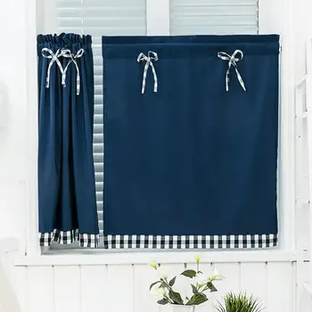 

Solid Color Bows Kitchen Short Curtain Window Valance Drape Home Balcony Decor Short Style Through the Rod Window Decor