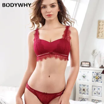 

Women Lace Bra Set Backless Bra And Panty Set Push Up Thin Underwear Wire Free Brief Set Lingerie 3 Colors Sexy Elegant Fashion