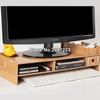 

Multi-function Desktop Monitor Stand Computer Screen Riser Wood Shelf Plinth Strong Laptop Stand Desk Holder For Notebook