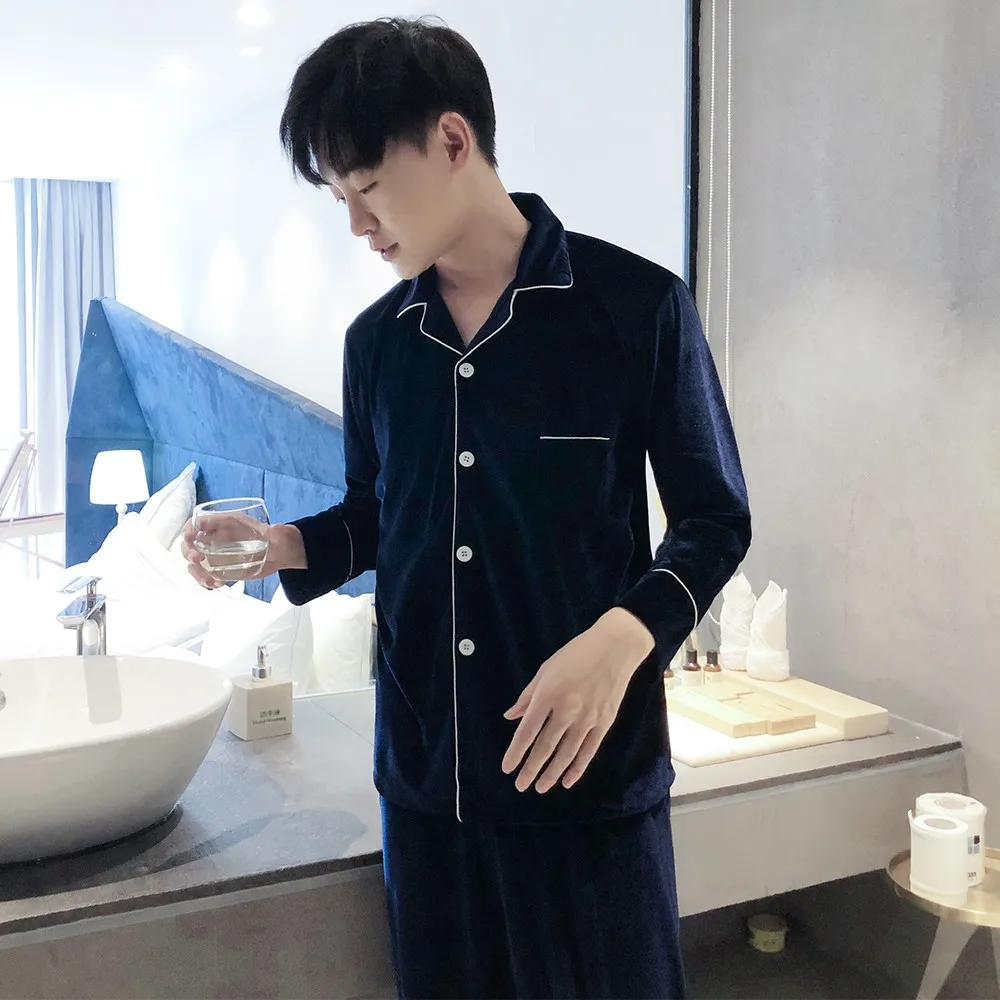 Plus Size 3XL 4XL 5XL Velour Men Pajamas Set Autumn Winter