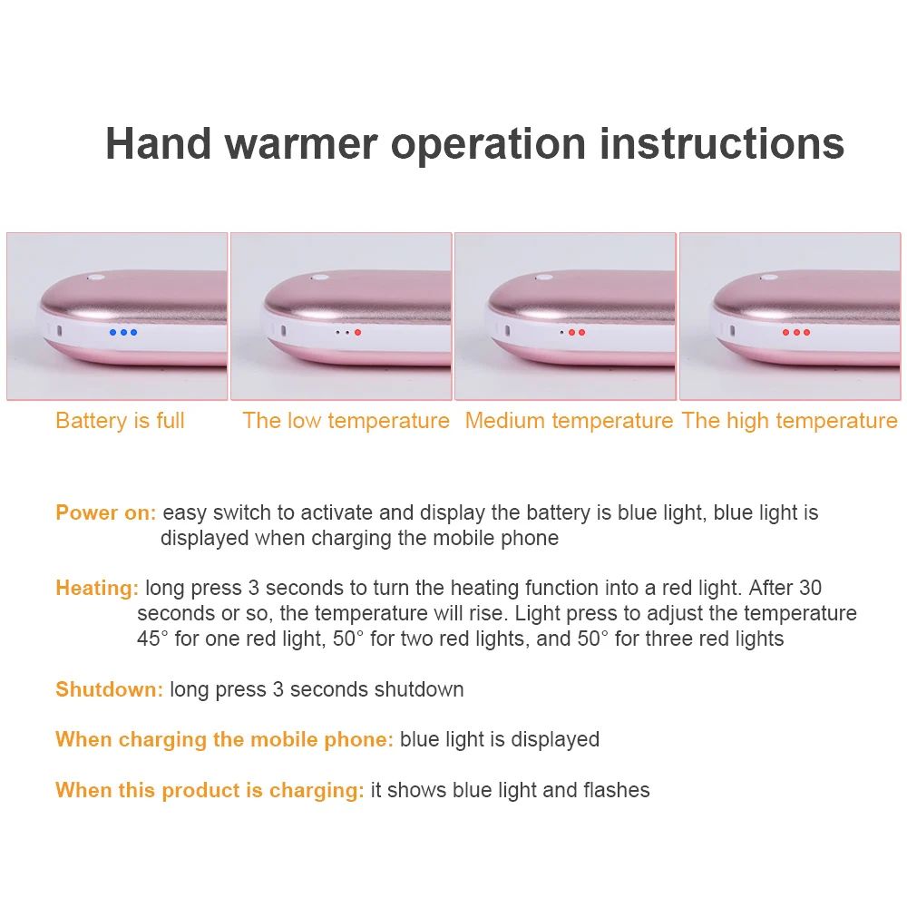 5000 мА/ч, USB, Перезаряжаемые электрическая грелка для рук зимние галька двухсторонняя нагревательная мини 5V с длительным сроком службы карман Мощность банка 2 в 1