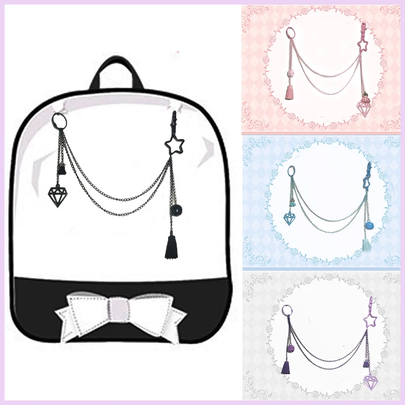 Chain Chain-Accessories Diy-Bag Lolita Tassel Diamond-Stars Adjustable Colors Candy
