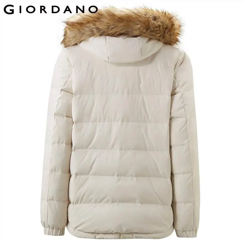 Giordano Для женщин пуховое пальто со съемным капюшоном, Детский пуховик из 80% утиного пуха Водонепроницаемый Мути-кaрмaнaми тeплaя Doudoune Femme 13379808