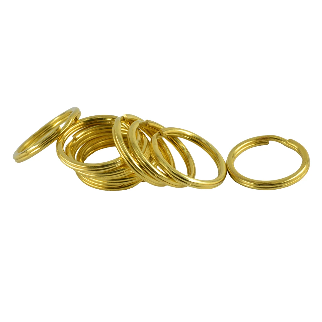 10pcs 25/35 mm Brass Split Key Rings Chain Charms Jewelry Clasp Loop Findings DIY Crafts - Antique Gold