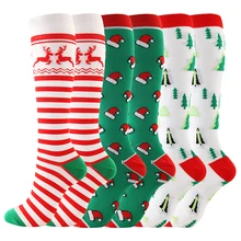Компрессионные носки для женщин и мужчин, носки для спорта и велоспорта, Анти-усталость, облегчение боли, гольфы, рождественские носки, высокое качество, компрессионные длинные носки