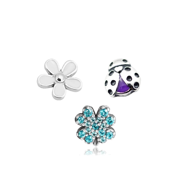 Ladybird Bee Daisy Petites Parts for Floating Locket Pendant and Necklace 100% 925 Sterling Silver Fine Jewelry Free Shipping | Украшения и
