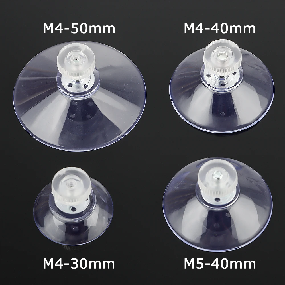 걸이식 흡입 후크 빨판 컵 플라스틱 빨판 패드 홀더 실리콘 라운드, 널링 너트가 있는 강한 투명, 5x M4 M5, 30mm, 40mm, 50mm 