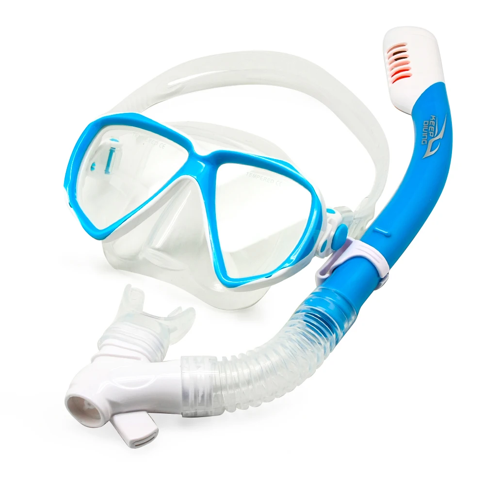 Children Snorkeling Gear Dry Top Kids Diving Mask Set Junior Swim Goggles with Tube Anti-fog Tempered Glass