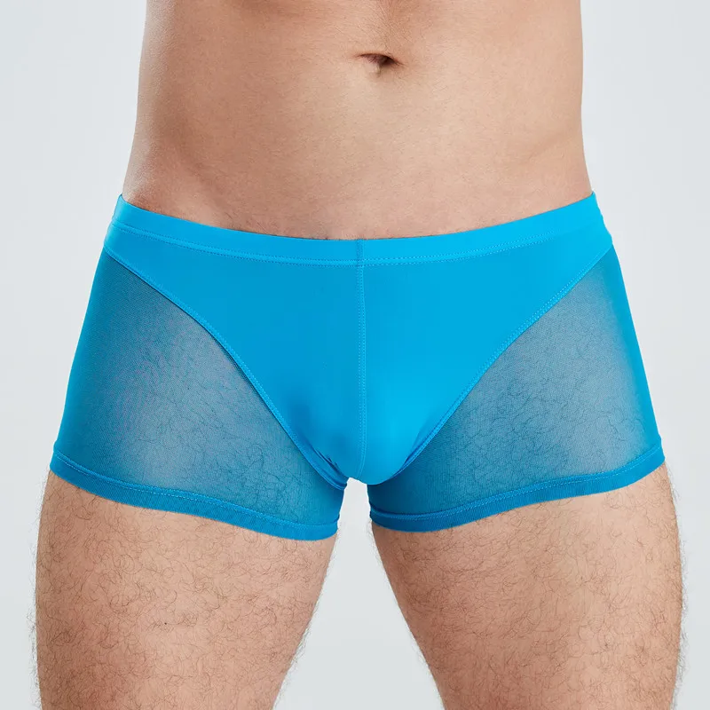 6PCS Men Underwear Mesh Transparent Boxers Polyester Breathable Underpants Cueca Boxershorts Hombre Sexy Shorts Panties Trunks