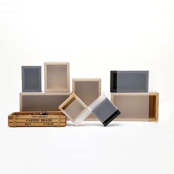 

10Pcs Kraft Paper Box With Frosted transparent cover Drawer Gift Cardboard Box For Packaging Jewelry Gift Boxes Black 14 Sizes