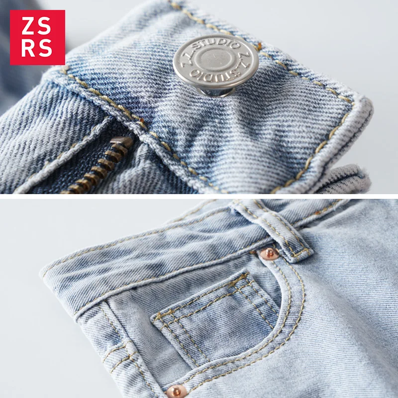 Zsrs 2019 new High Waist Straight Jeans Women autumn blue Casual Loose Wide Leg Jeans Trousers Striped Palazzo Pants