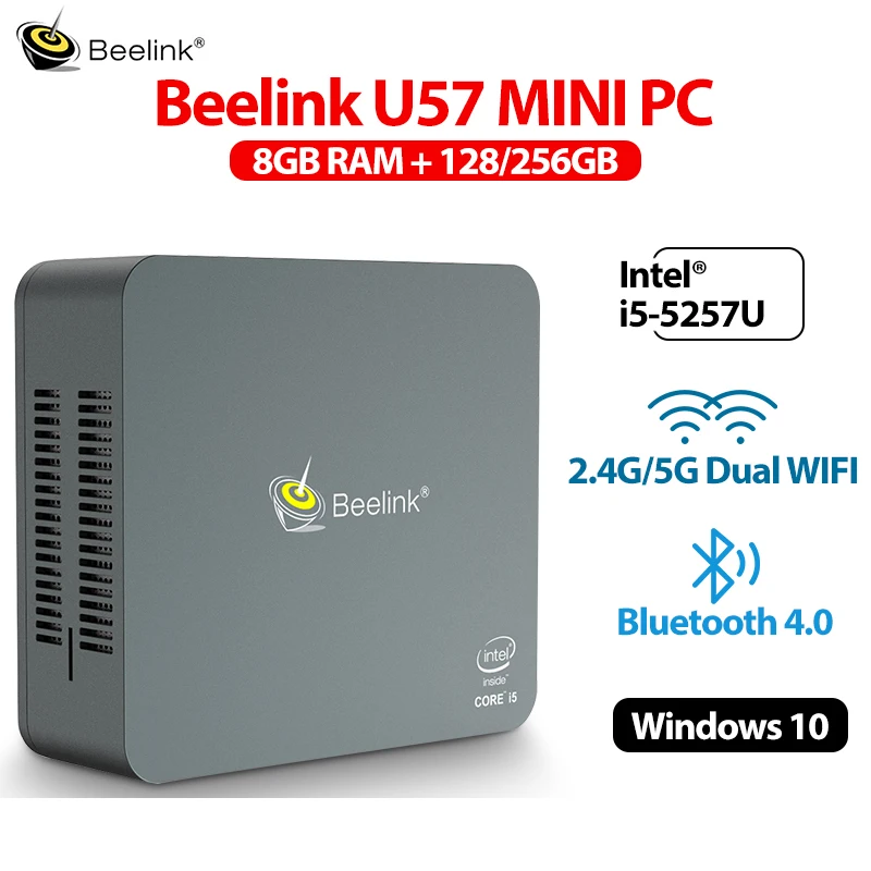 Beelink U57 Мини ПК компьютер 8 Гб 256 ГБ BT 4 0 Intel 3165 1000 м LAN Windows 10 Gamer Core i5 5257U Graphics 6100|Мини