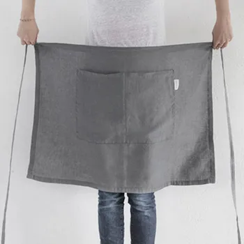 

100% linen half apron with two pockets one size