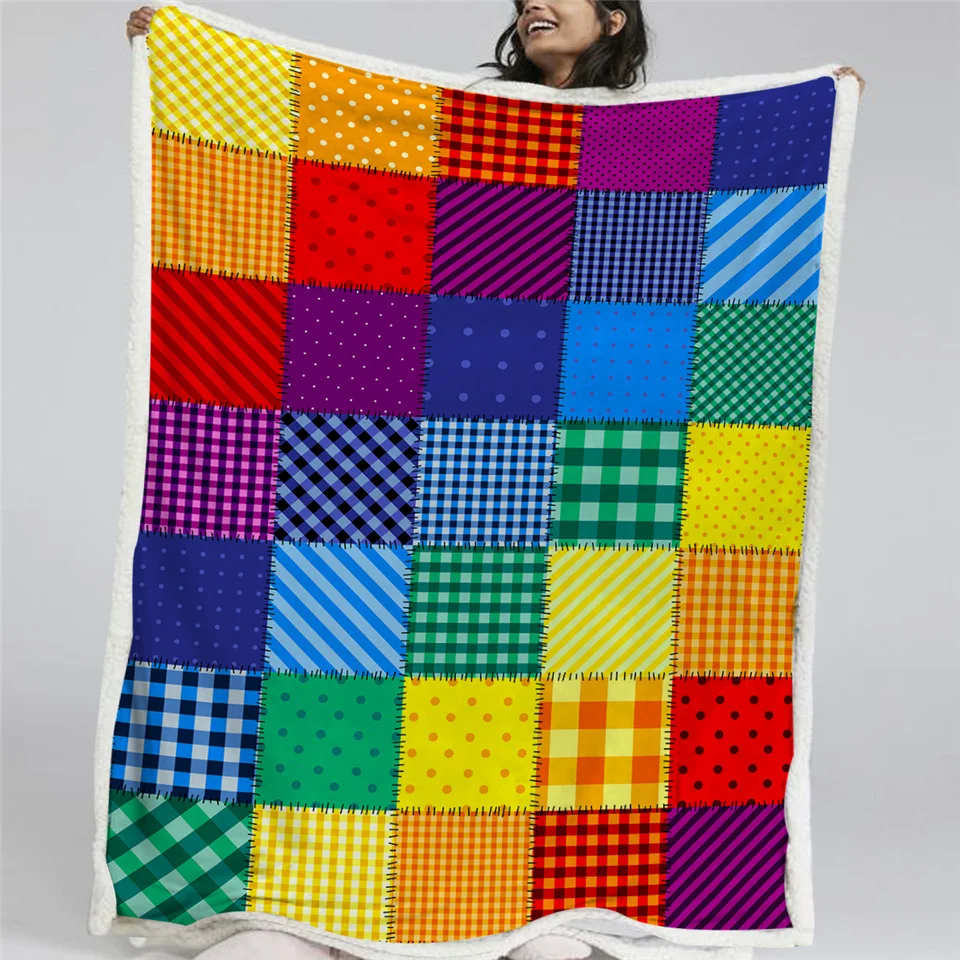 Blesslive игрушка принт шерпа одеяло Dot строительные блоки плюшевое одеяло красочное льняное одеяло кирпичи игры постельные принадлежности Cobertor горячая распродажа