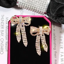 Ajojewel Bling Украшенные стразами серьги с бантами золотые массивные Серьги Романтические ювелирные изделия аксессуары