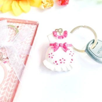 

FREE SHIPPING by FEDEX 100pcs/lot New Wholesale Resin Girl Dress Keychains Baby Dress Keyrings for Gifts