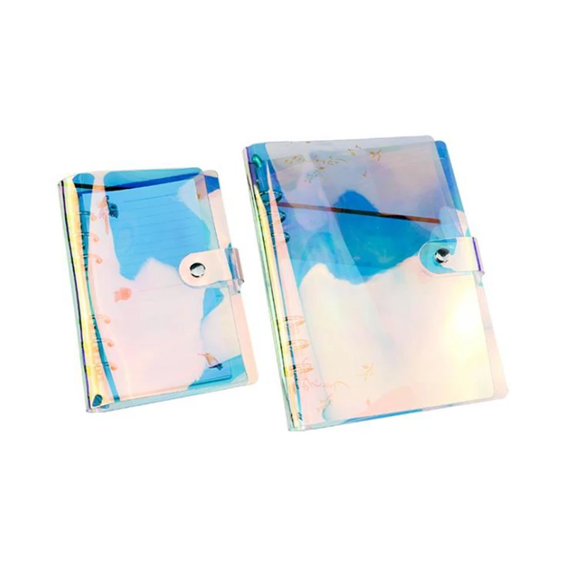 

A5 A6 A7 PVC Rainbow Laser Binder Transparent Notebook Diary Cover School DIY 6 Holes Binder Diary Planner Cover Office Supplies