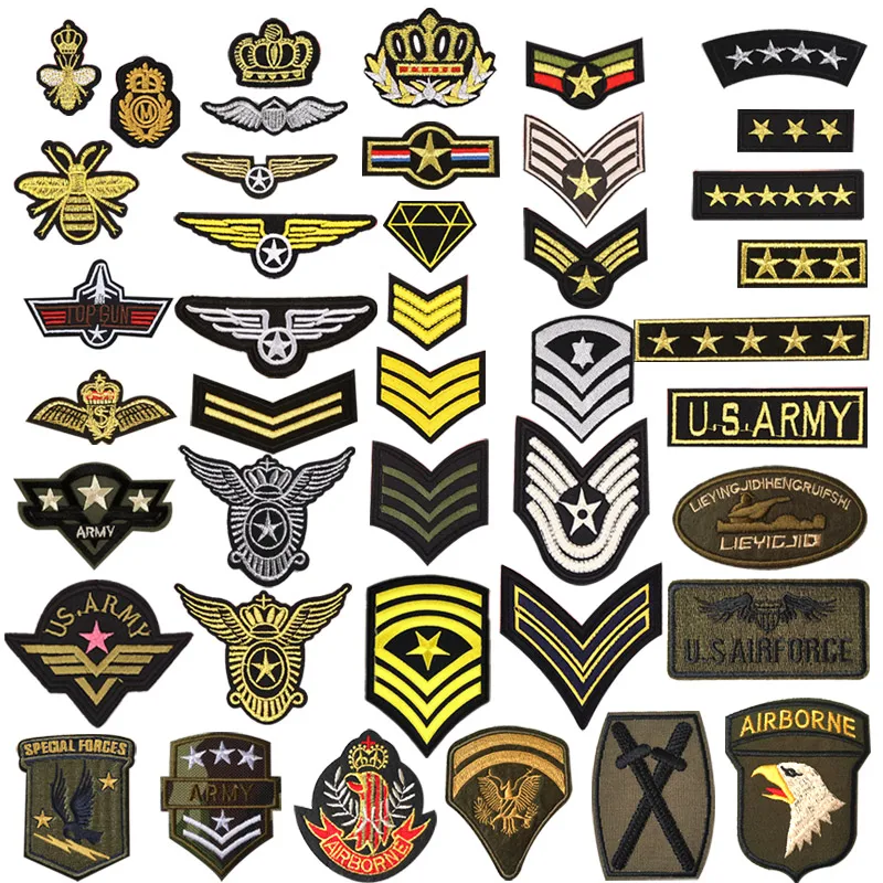 U S армейская эмблема военная железная нашивка для одежды Вышивка Аппликация наклейка на одежду тактический боевой дух ранг нарукавная повязка в полоску