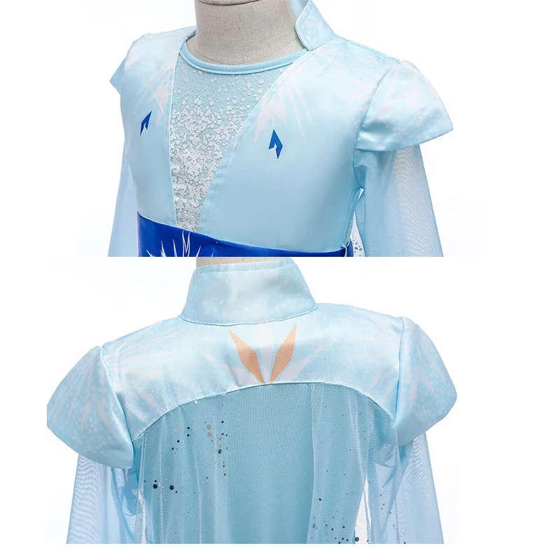 Elsa Dress2 Girls Princess Dresss With Cape Grown Wands For Girl Costume Carnival Fancy Party Dress Kids Dresses Child Clothingi
