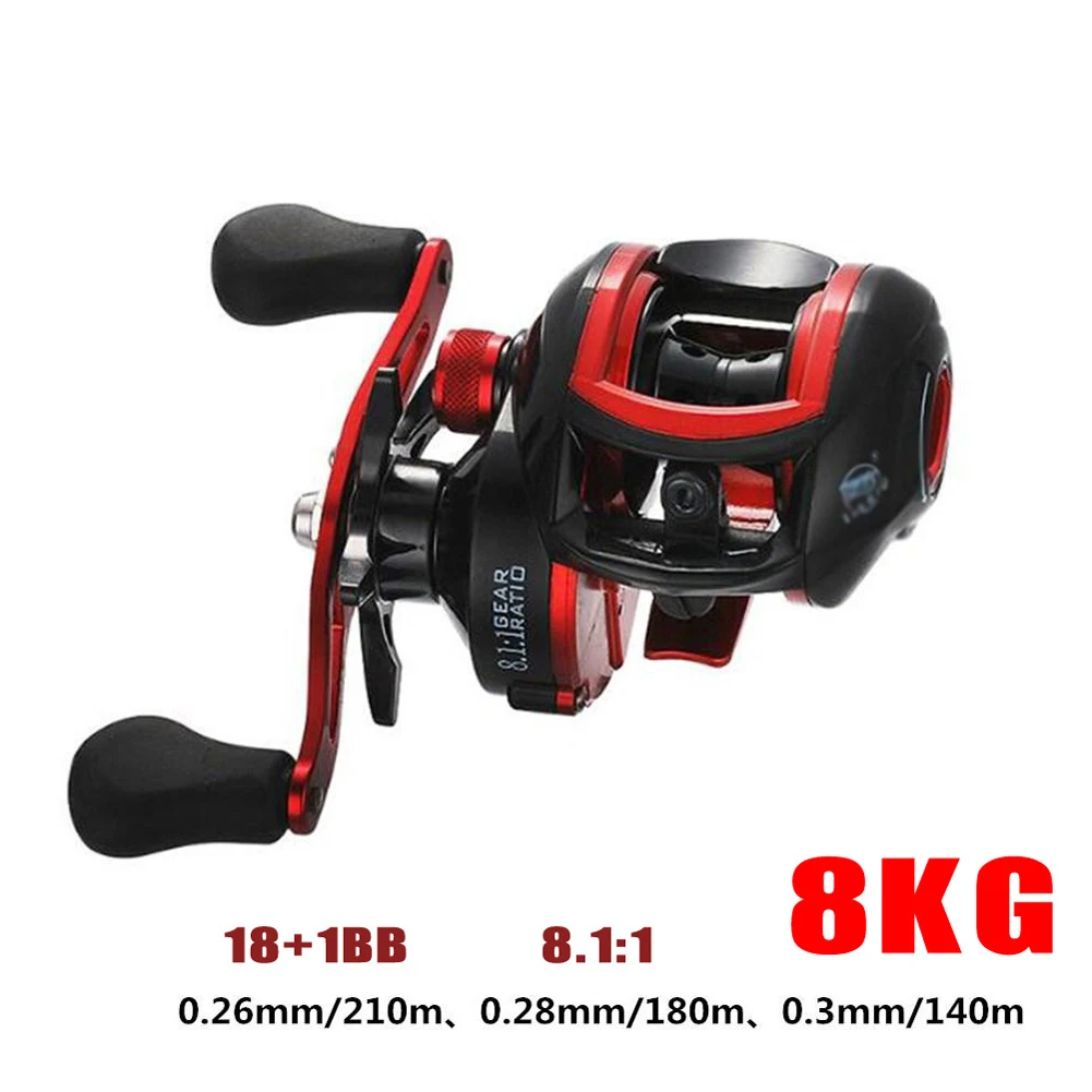 Lizard 18*1BB Metal Baitcasting Fishing Reel 8.1:1 Long Shot Left / Right Hand Fishing Wheel Bait Casting Fishing Reel