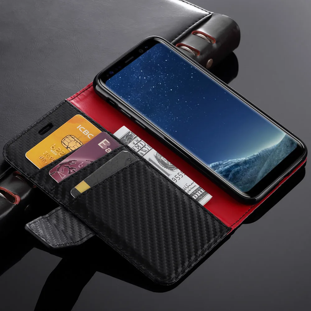 LAPOPNUT чехол из волоконного волокна для samsung Galaxy S10 Plus S9 S8 Note 9 10 S10e S7 Edge с пряжкой и откидной крышкой, кожаный чехол-портмоне в деловом стиле