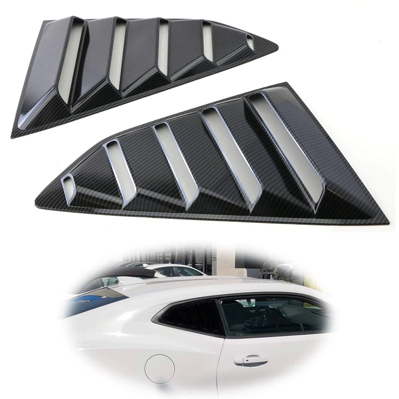 Задняя сторона окна Совок вентиляционные решетки оттенки Левый Правый Черный углеродного волокна отделка гоночный стиль для Chevy Camaro