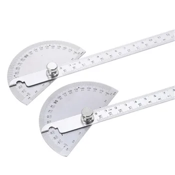 

1pcs Stainless Steel Protractor Round Head Rotary Angle Rule metal Arm Ruler Adjustable Multifunction Mathematics Measuring Tool
