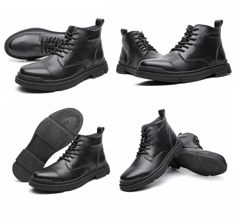 VRYHEID/Новые ботинки из натуральной кожи мужские осенне-зимние ботинки в байкерском стиле в винтажном стиле мужские зимние ботинки с высоким берцем Большие размеры 38-48
