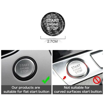 

Black Carbon Fiber Console Engine Start Push Button Cover Trim For A4 A6 Q5 Q7 Car Styling Protection Car Accessories
